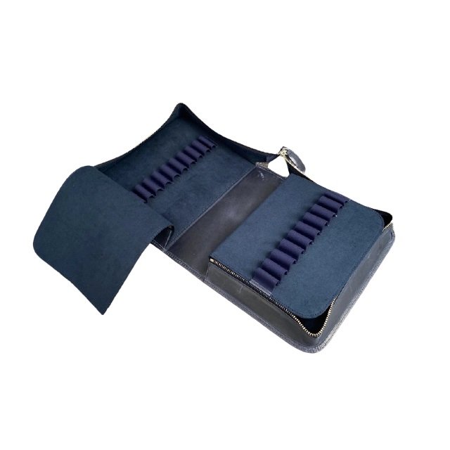 Galen Leather Crazy Horse Navy Blue Rits Penetui (40-delig)