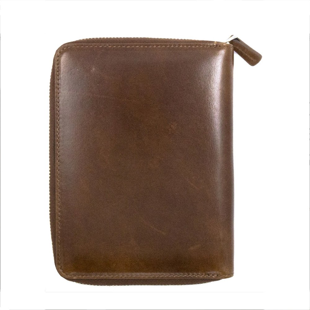 Galen Leather Chocolate Brown Zippered Pen Pouch (Fivefold)