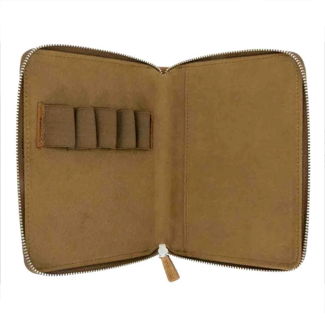 Galen Leather Crazy Horse Brown Zippered Pen Pouch (Fivefold)