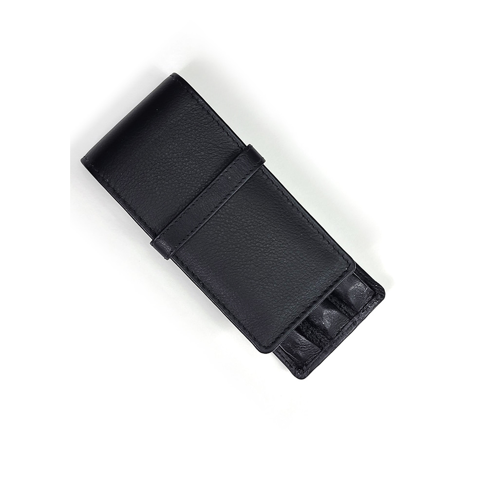 Girologio Black Leather Pen Case (3 pens)