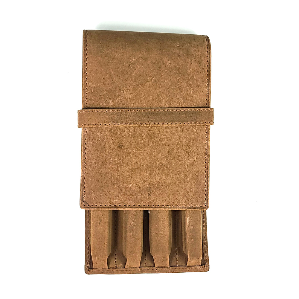 Girologio Saddle Tan Leather Pen Case (4 pens)