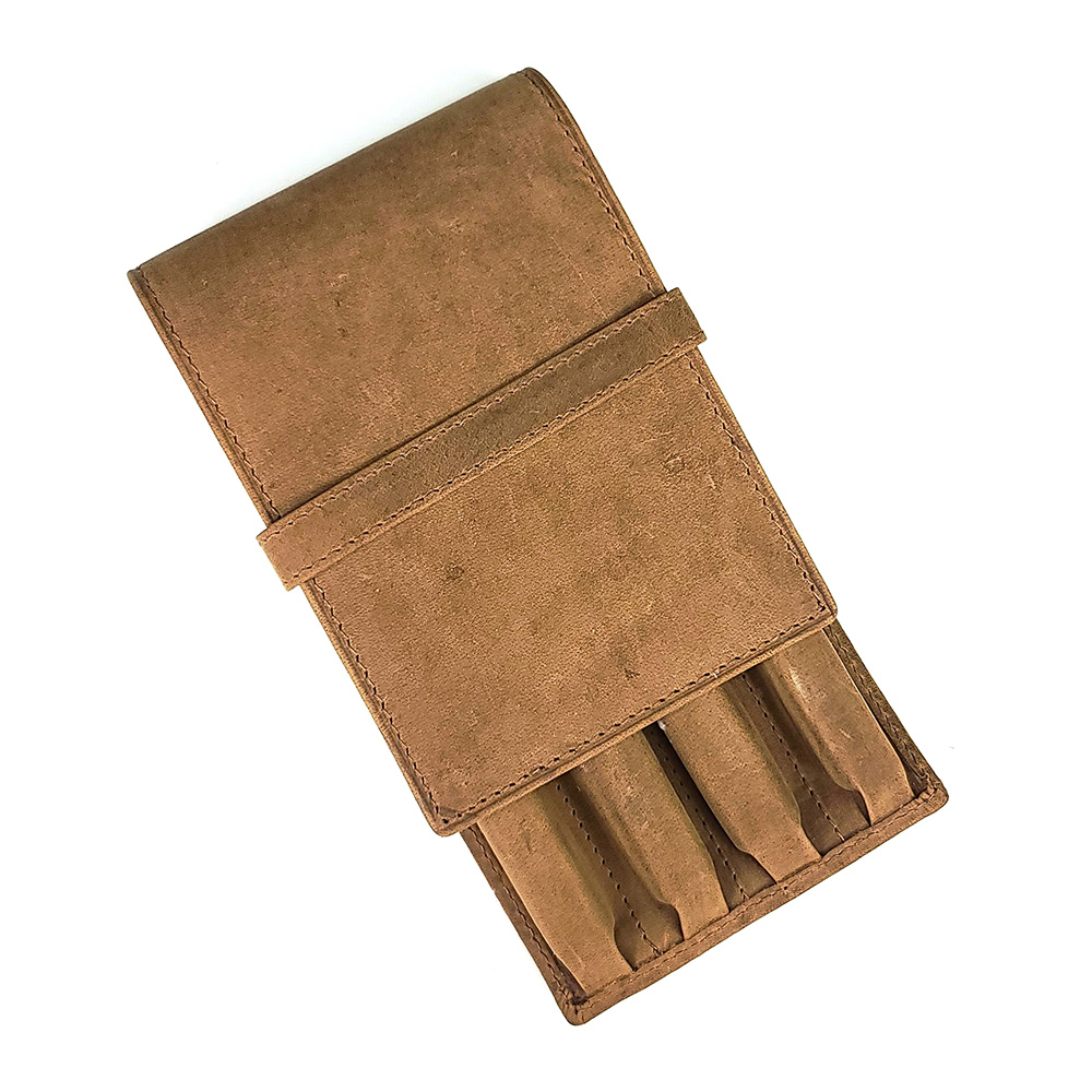 Girologio Saddle Tan Leather Pen Case (4 pens)
