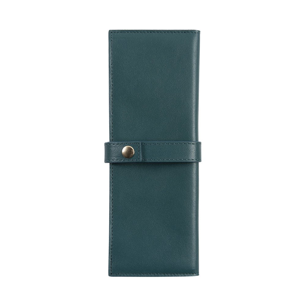 Jacques Herbin Small Leather Emerald Green Pen Pouch (Double)