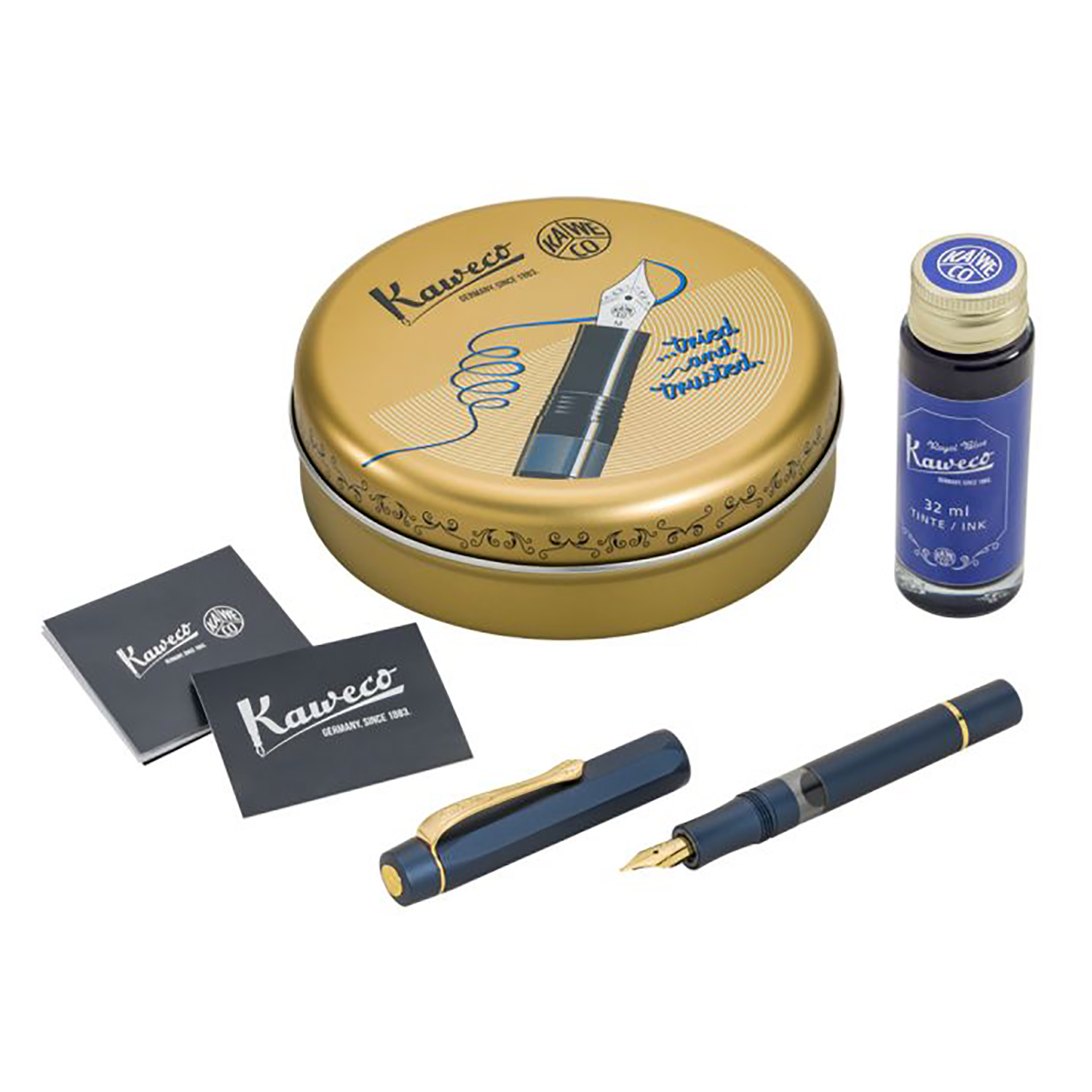 Kaweco AL Sport Navy Blue Piston Wieczne Pióro + Ink Bottle Set