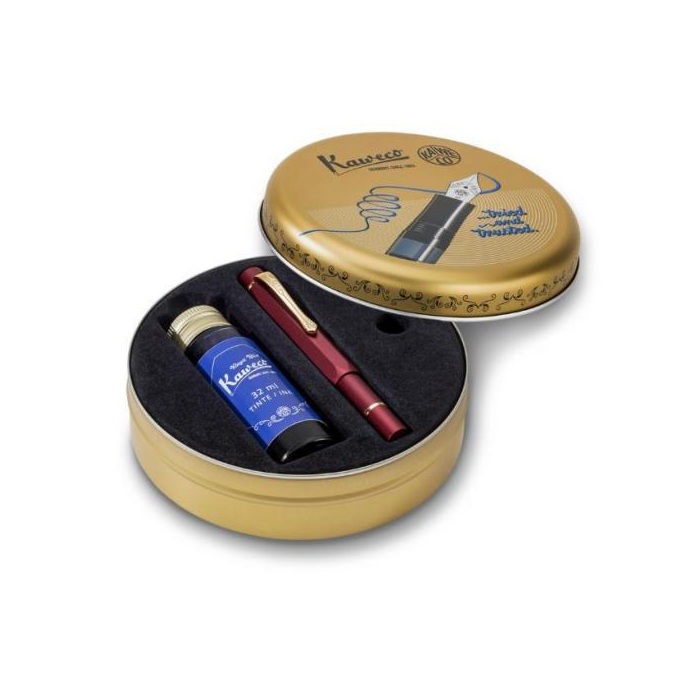 Kaweco AL Sport Bordeaux Red Piston Fountain pen  + Ink Bottle Set