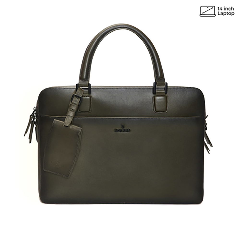 Lapis Bard Chester Leather Olive Briefcase