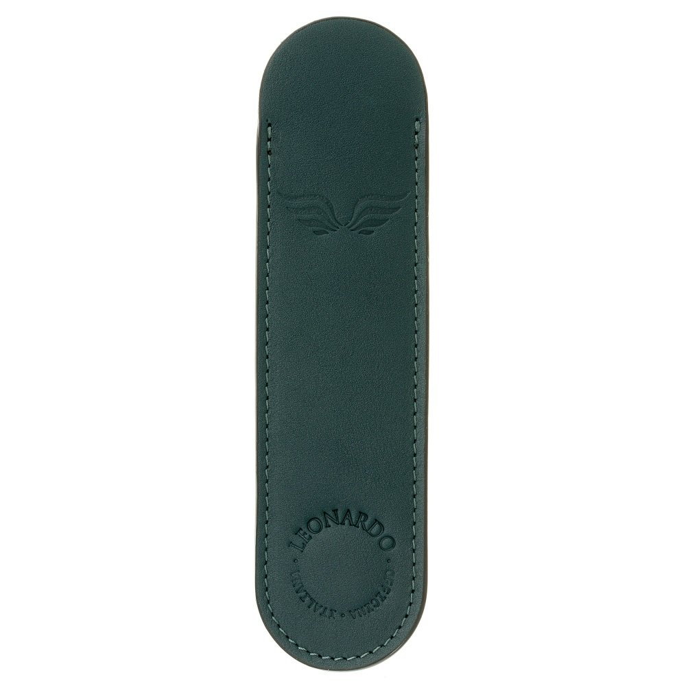 Leonardo Italian Leather Pen Sleeve Green Pen Pouch (Single)