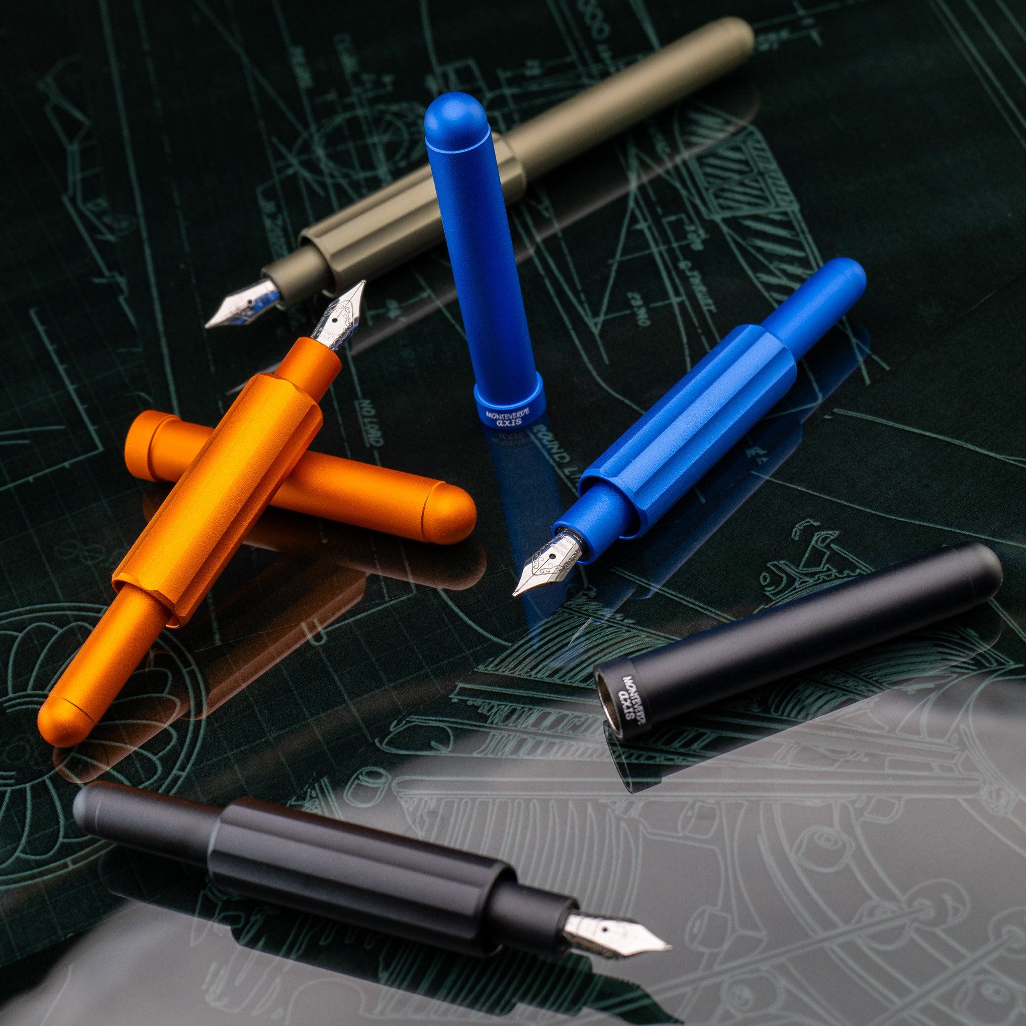 Monteverde Axis Matte Olive Green Caneta de Tinta Permanente
