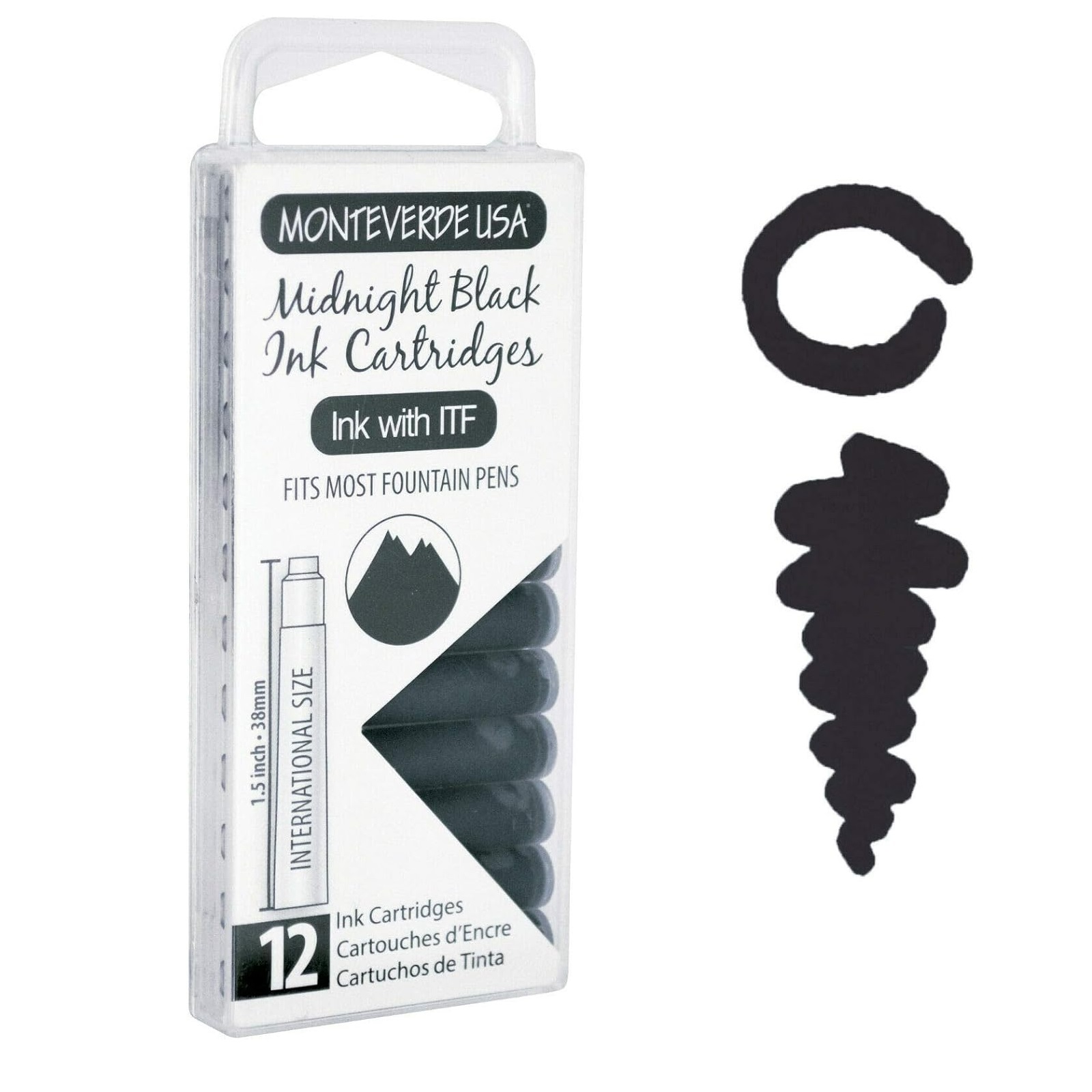 Monteverde USA Ink Midnight Black - Ink Cartrdiges (12 pieces)