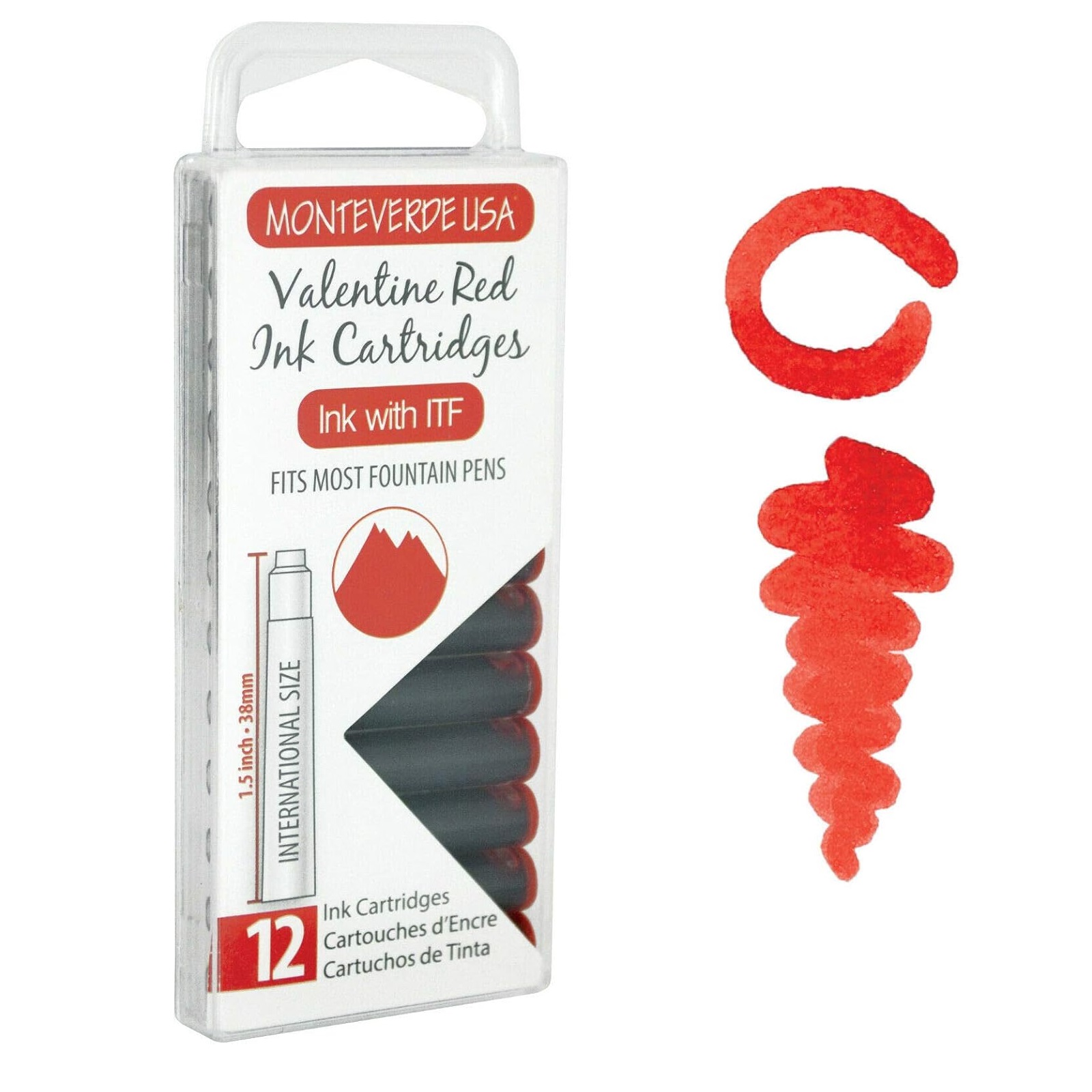 Monteverde USA Ink Valentine Red - Bläck Cartrdiges  (12 pieces)