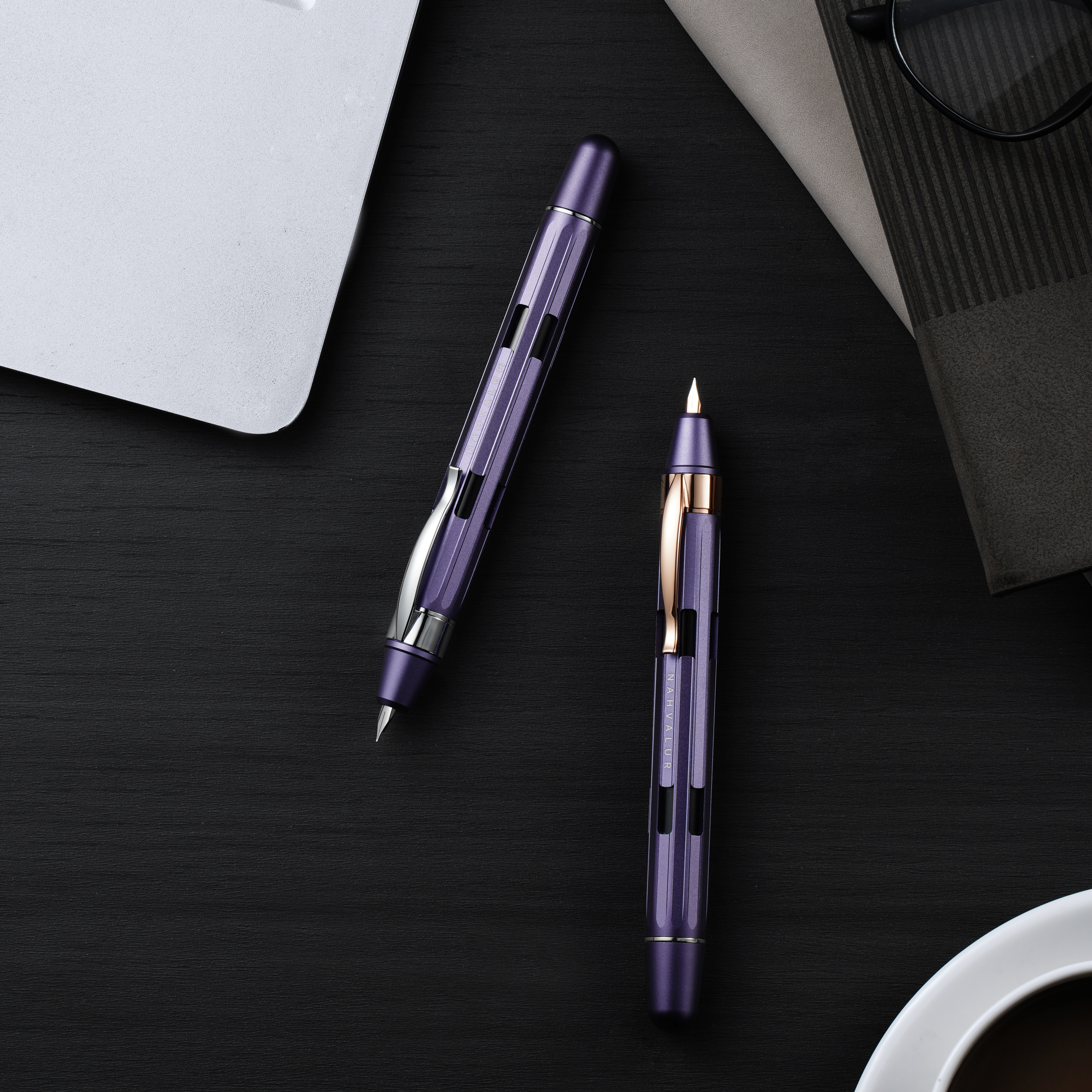 Nahvalur Eclipse Hepatizon Silver Retractable Fountain Pen