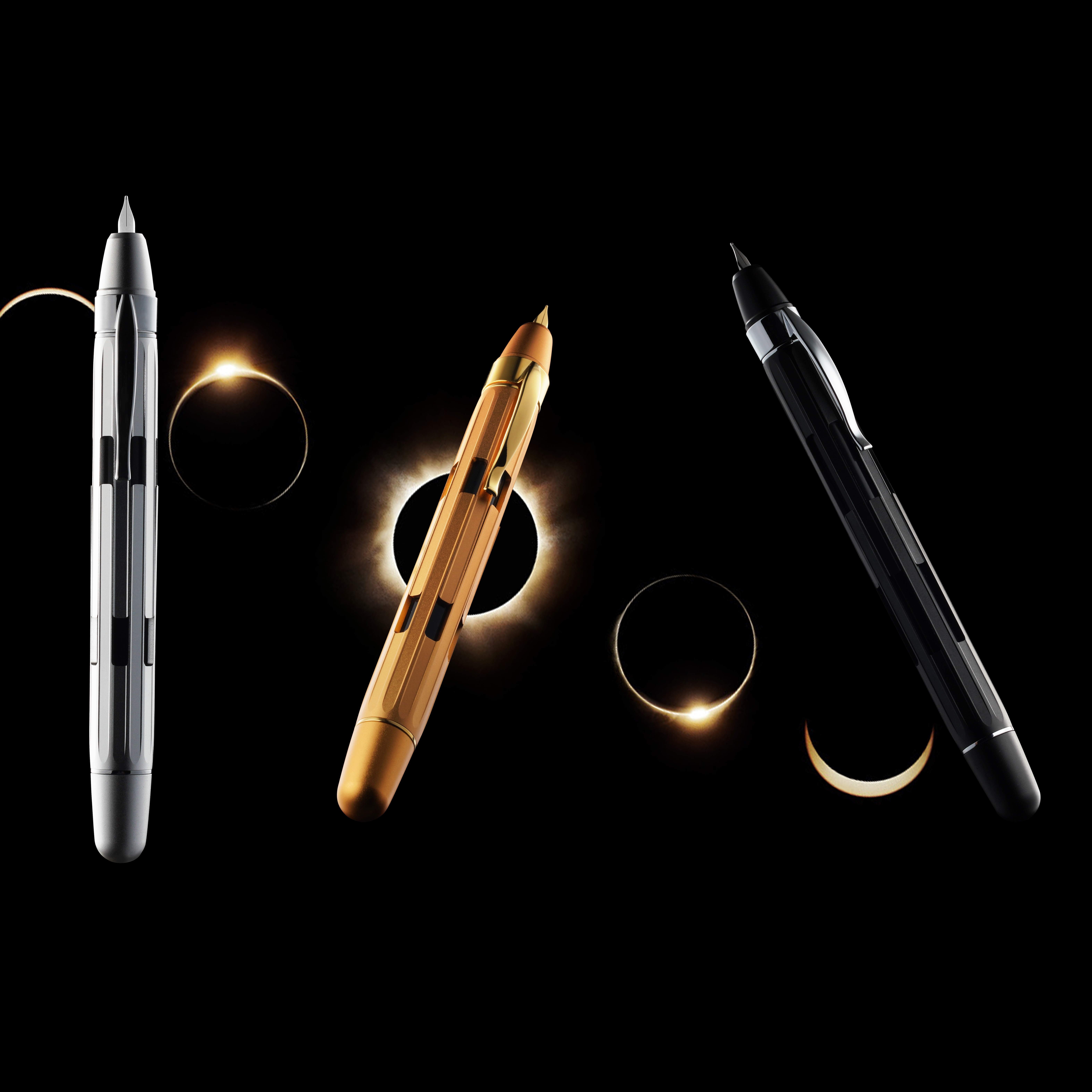 Nahvalur Eclipse Pure Silver Retractable Fountain Pen