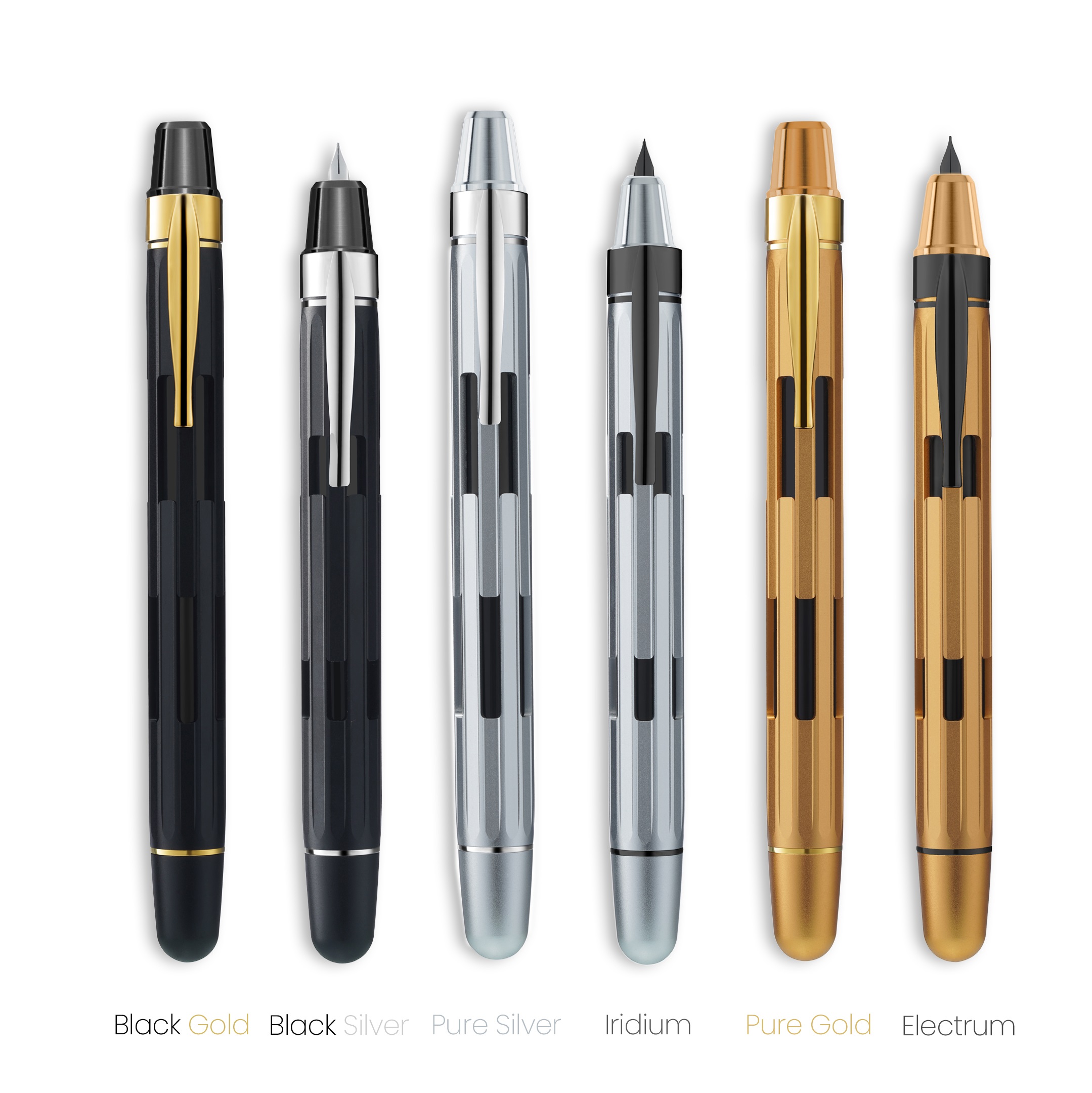 Nahvalur Eclipse Pure Silver Retractable Fountain Pen