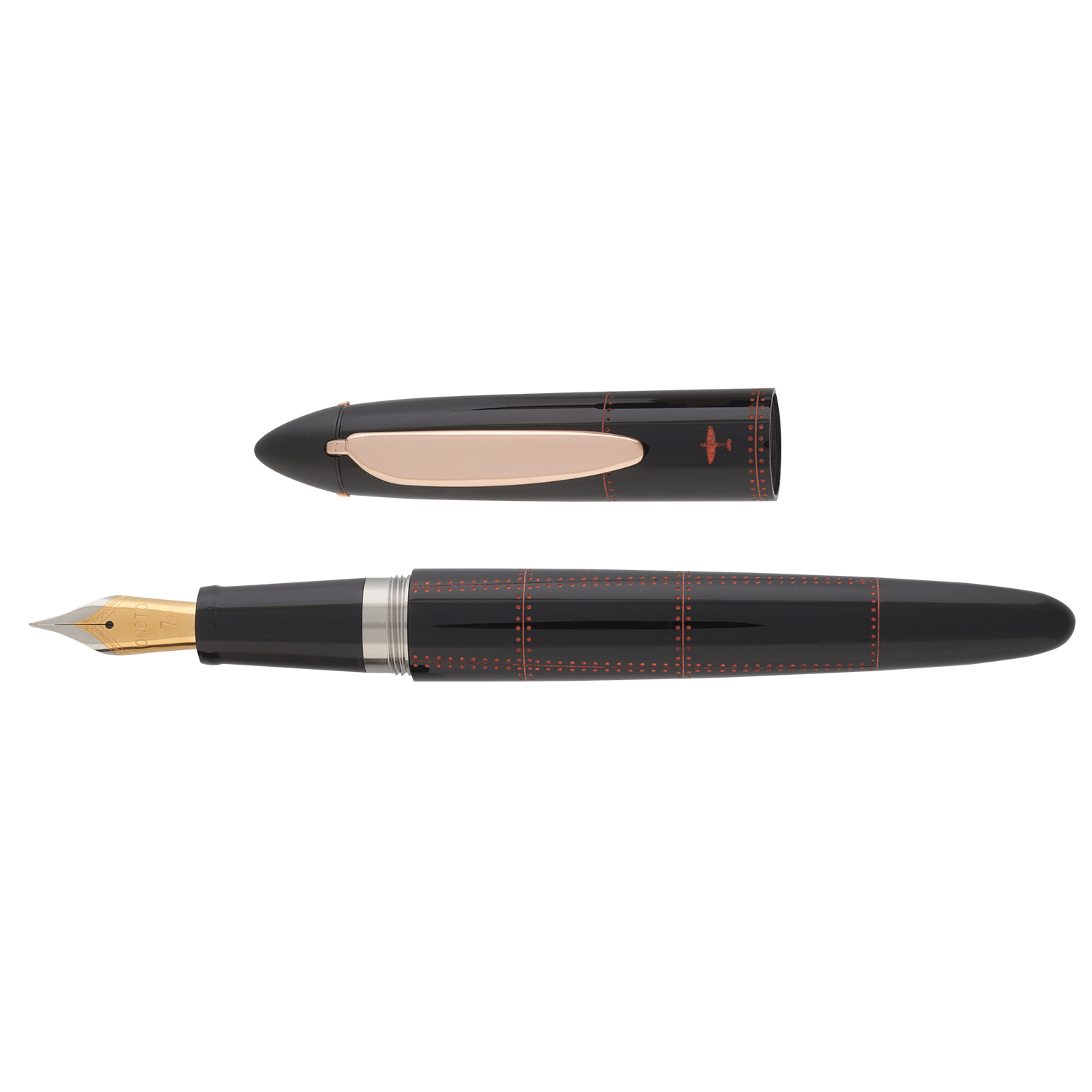 Onoto Aviator Stealth Black with Copper Red Engraving Reservoarpenna