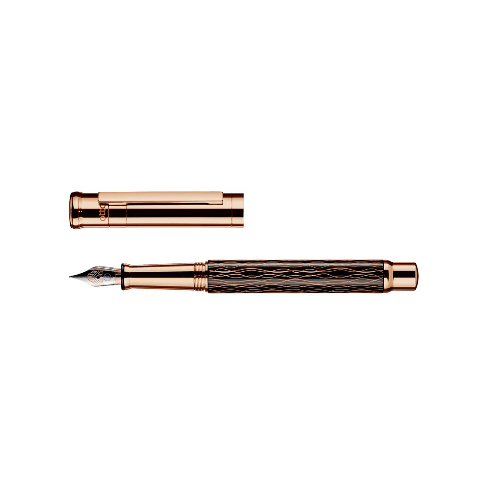 Otto Hutt Design 04 Wave Black Rose Gold Caneta de Tinta Permanente