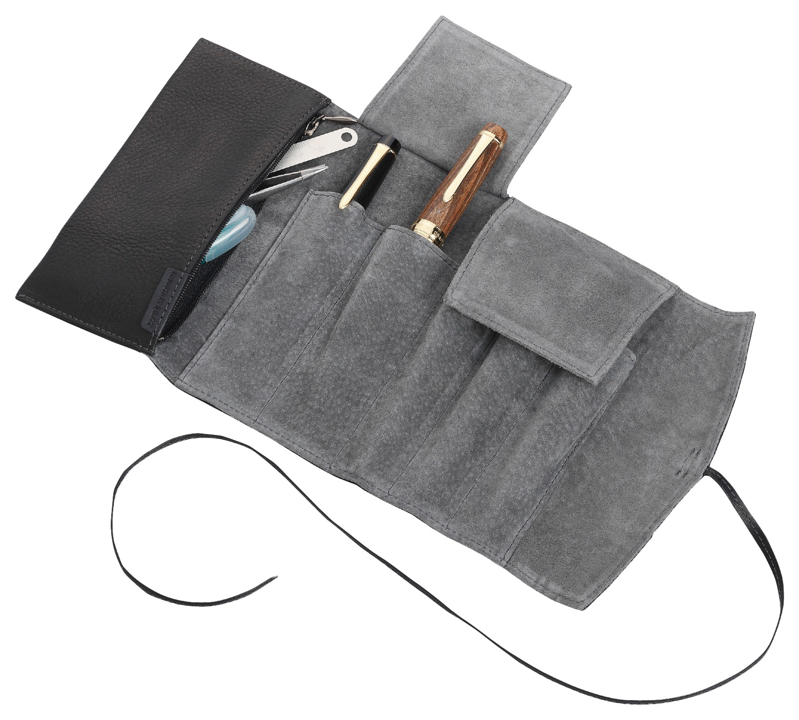 Pilot Pensemble Leather Pen Case with Zipper Case Camel (Fivefold)
