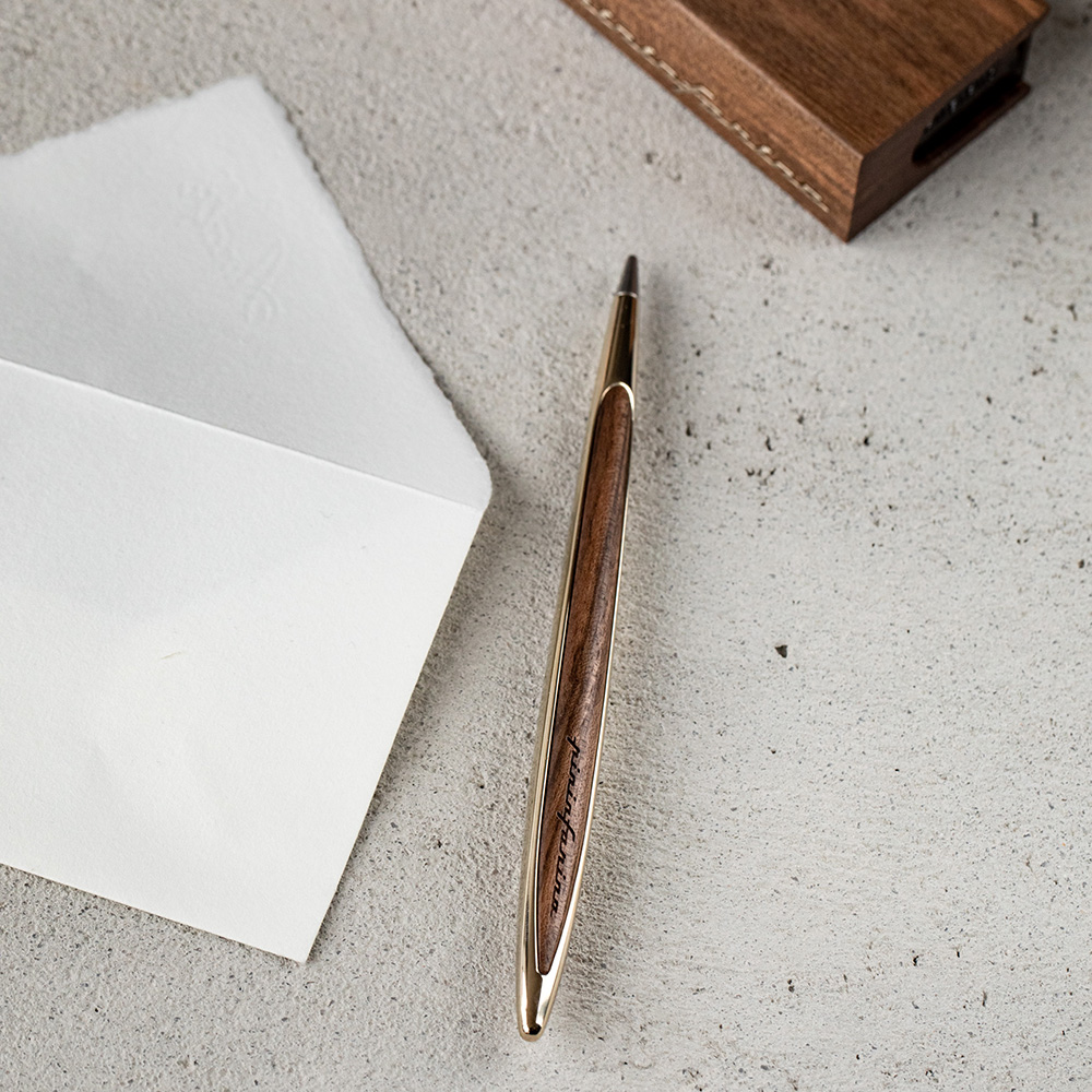 Pininfarina Cambiano Walnut Gold Ethergraf Pencil