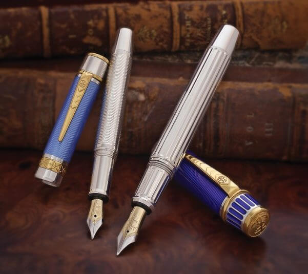 Onoto Horatio Nelson and Emma Hamilton Sterling Silver Fountain Pen Set Pre-owned