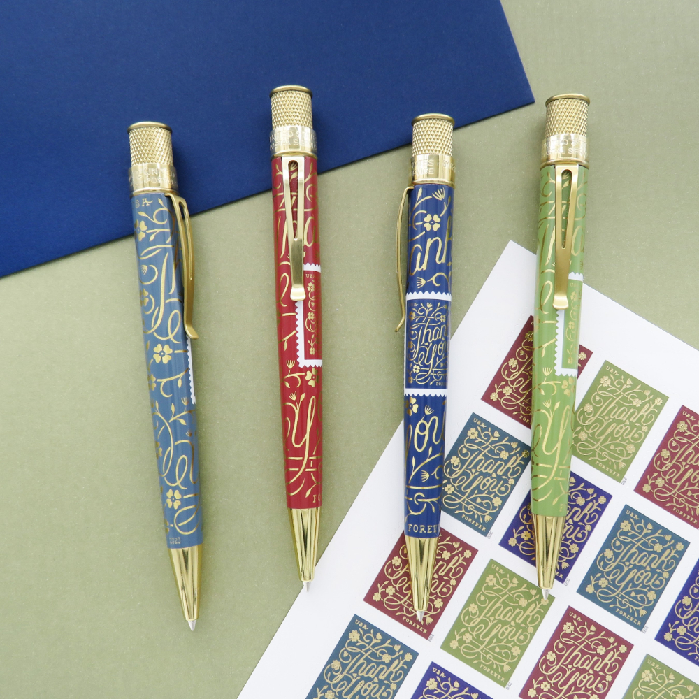 Retro 51 Tornado USPS Thank You Blue Gray Rollerball / Ballpoint