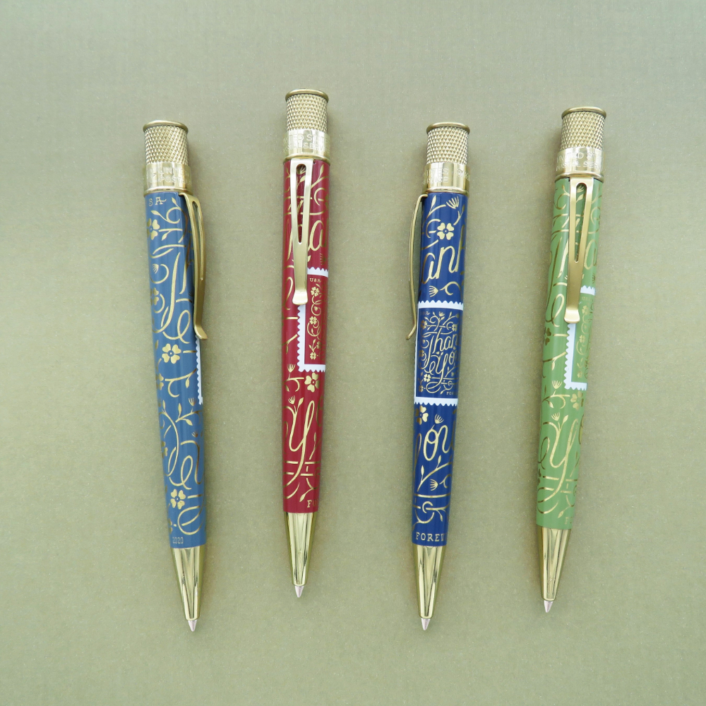 Retro 51 Tornado USPS Thank You Blue Gray Rollerball / Ballpoint