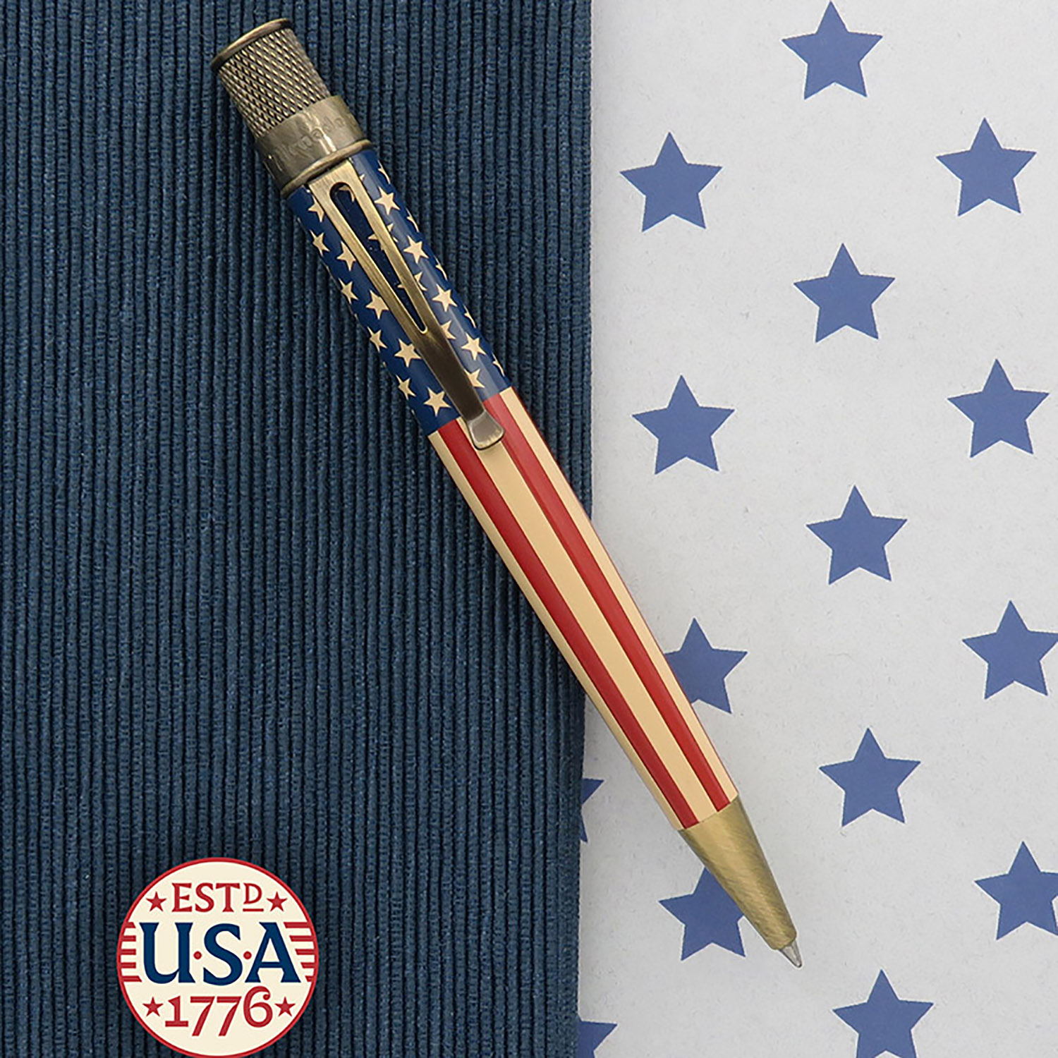 Retro 51 Tornado Vintage Metalsmith Tribute 250 Flag Rollerball / Balpen