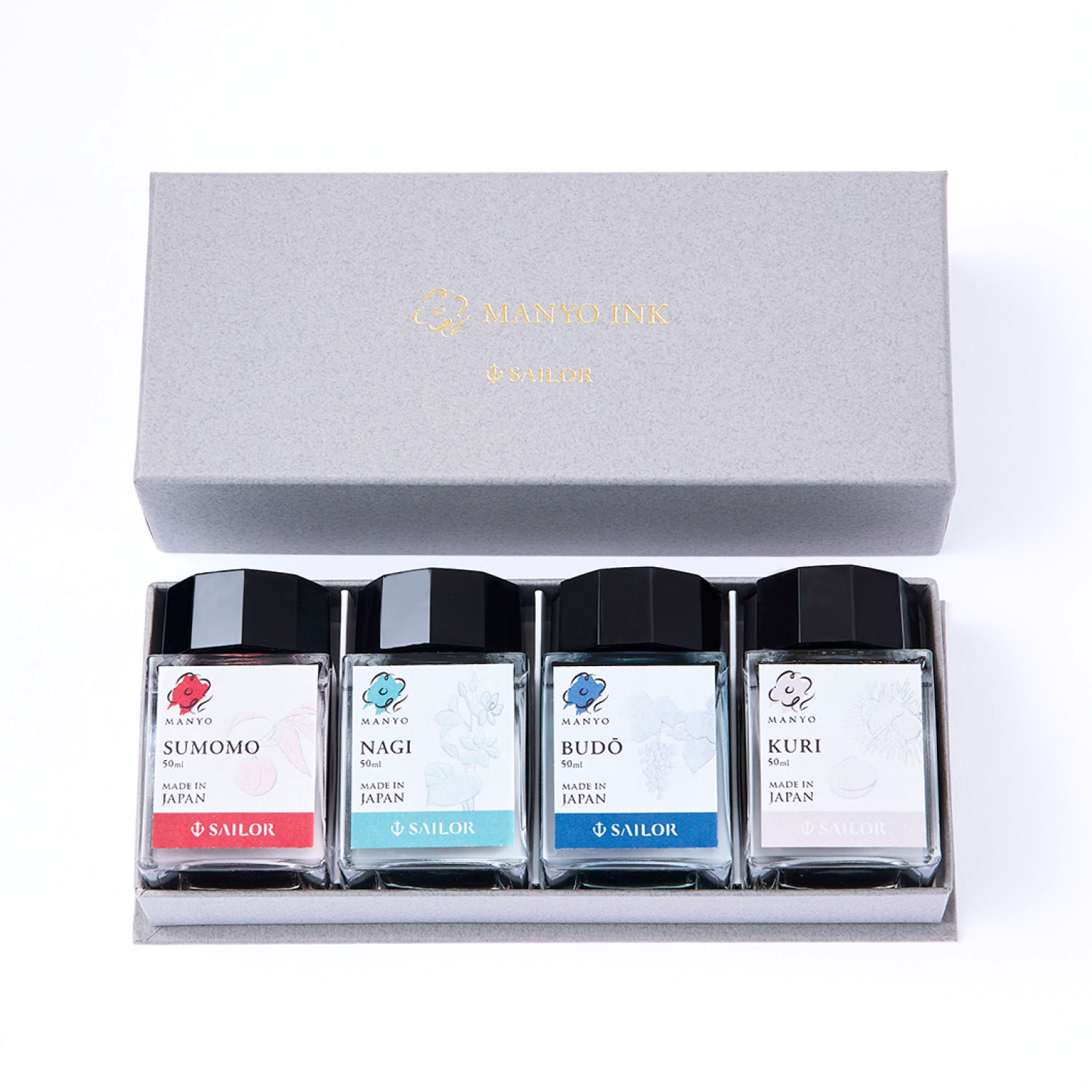 Sailor Manyo Ink Set - Sumomo, Nagi, Budo, Kuri - 4x 20ml