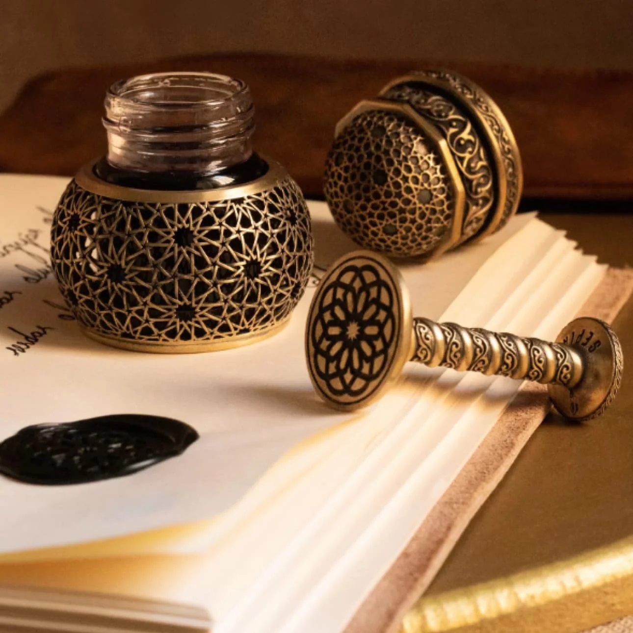 Sepia Writing Accessories Infinite Stars Brass Seljuk Ink Bottle