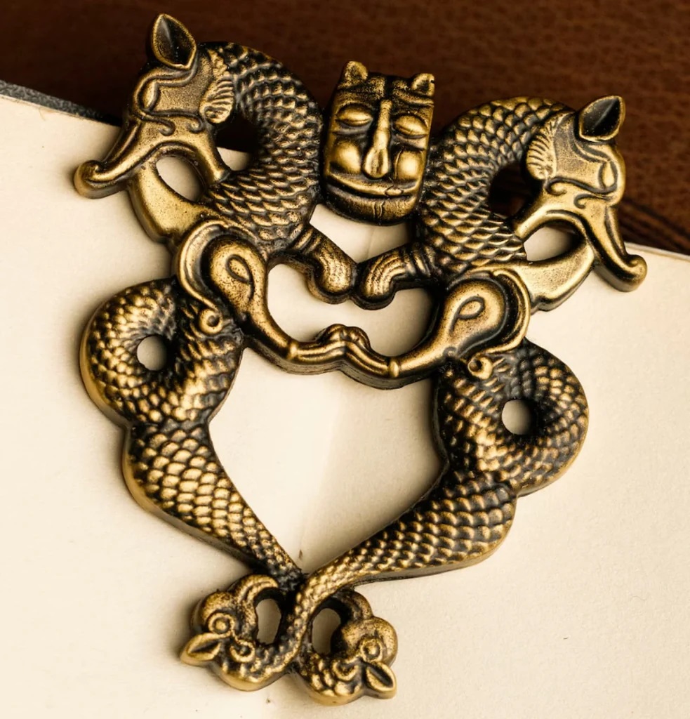 Sepia Writing Accessories Twin Dragons Brass Book Holder