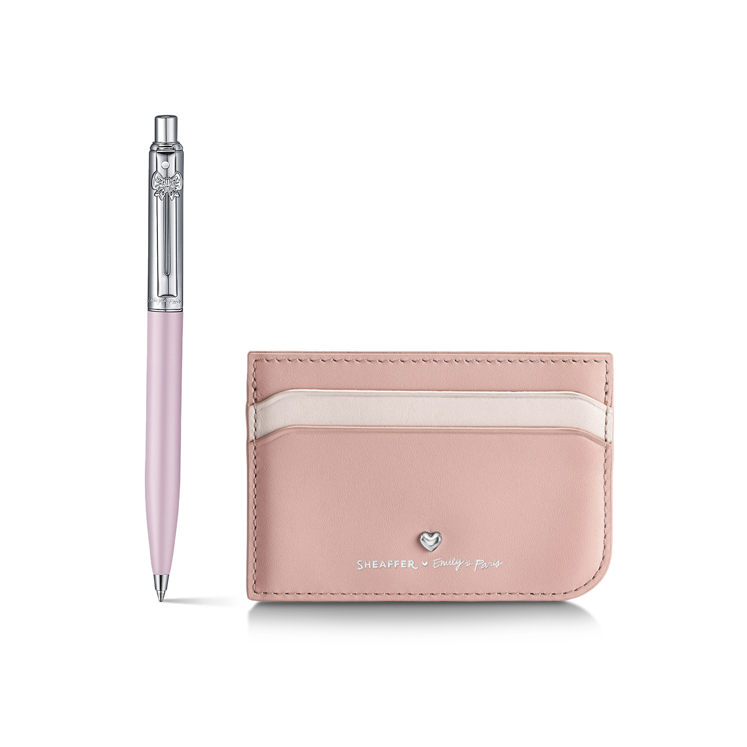 Sheaffer Sentinel Emily in Paris Matte Pink Bow ST Ballpoint and Credit Card Holder Set