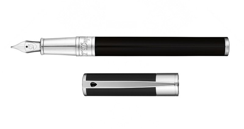 S.T. Dupont D-Initial Black & Chrome Caneta de Tinta Permanente