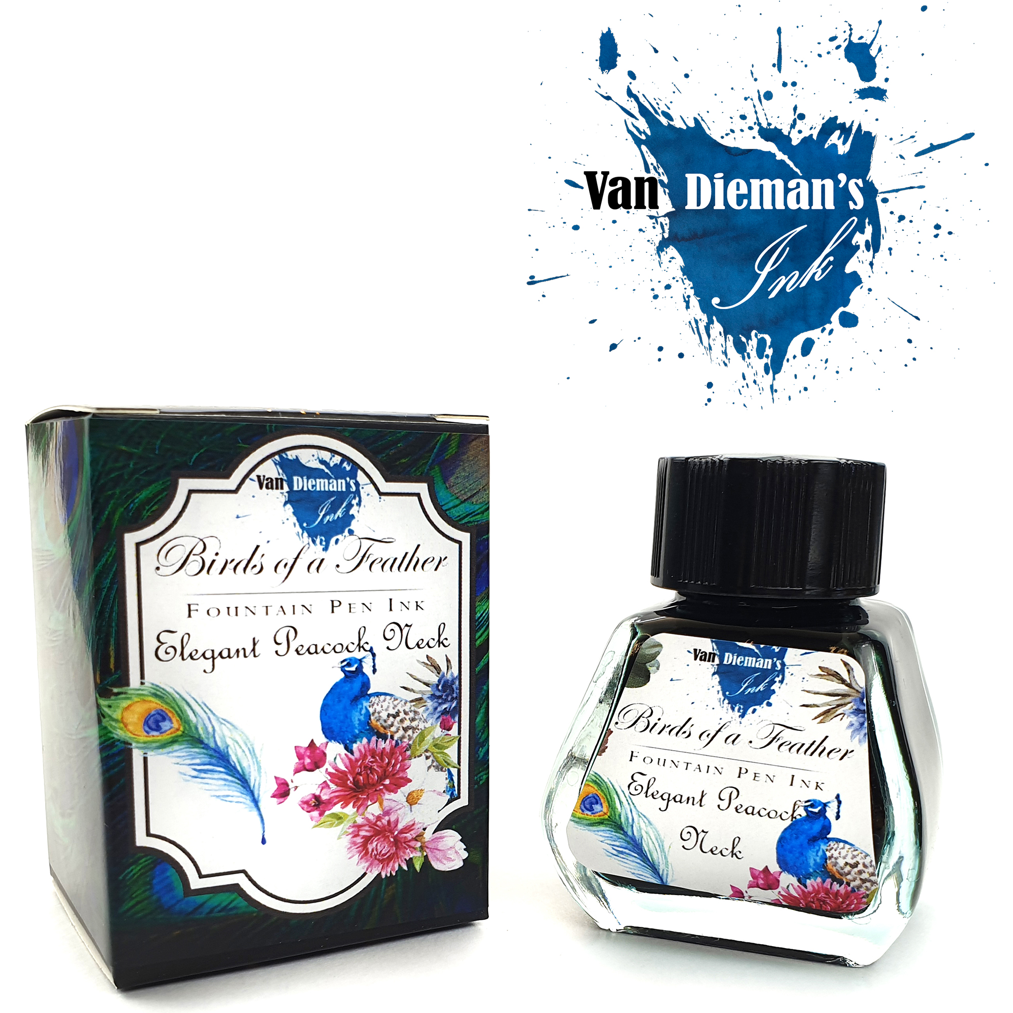 Van Dieman's Birds Of A Feather - Elegant Peacock Neck 30ml Butelka z atramentem