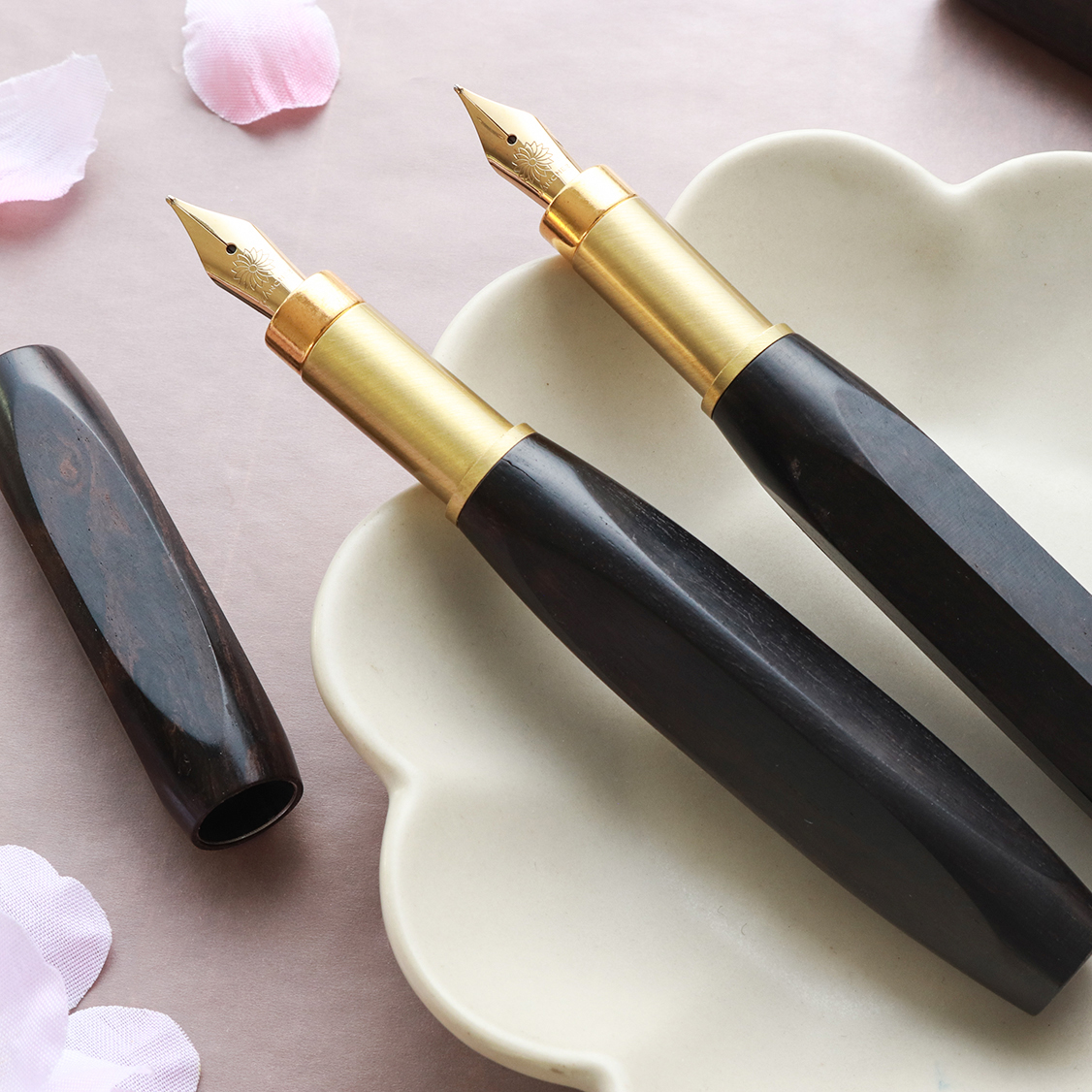 Wancher Densho 6 Facets Ebony Fountain Pen