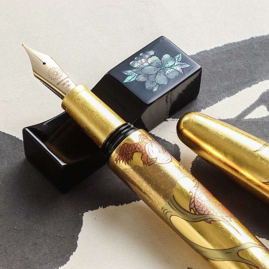 Wancher Dream Pen Rising Sun Maki-e Dragon Reservoarpenna