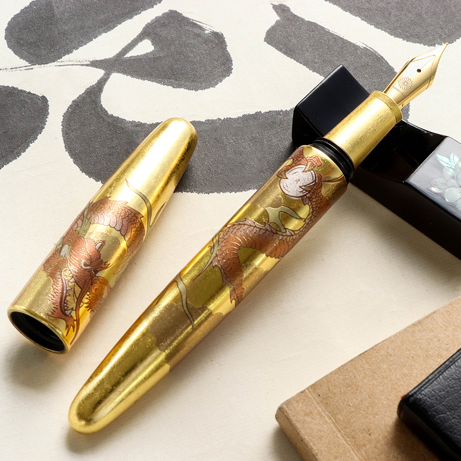 Wancher Dream Pen Rising Sun Maki-e Dragon Reservoarpenna