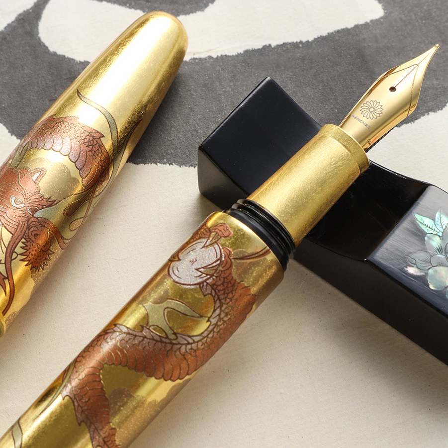 Wancher Dream Pen Rising Sun Maki-e Dragon Reservoarpenna