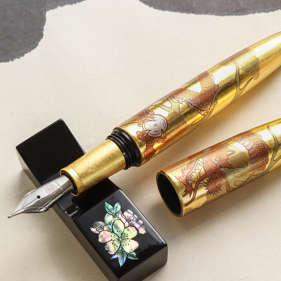 Wancher Dream Pen Rising Sun Maki-e Dragon Reservoarpenna