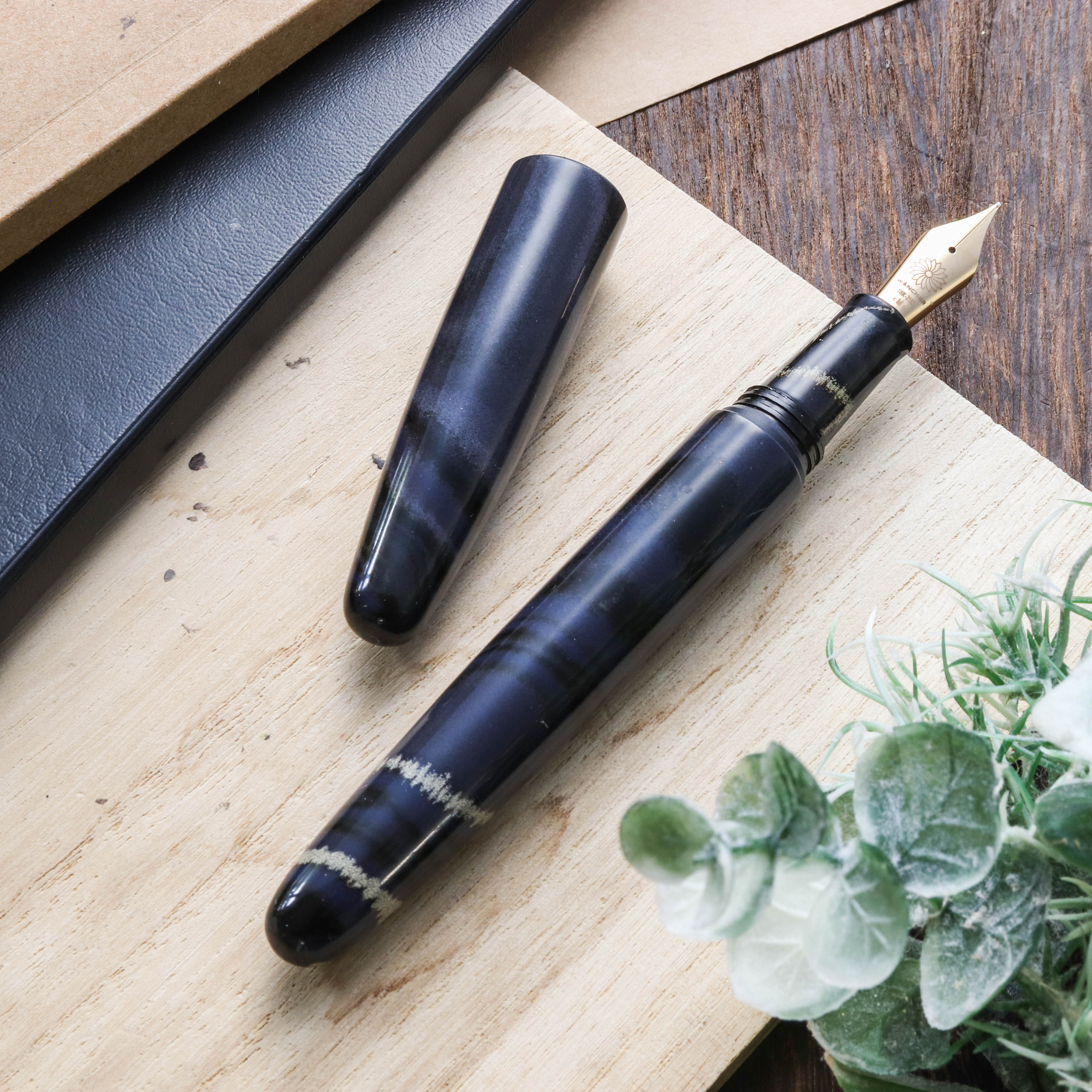 Wancher Dream Pen True Ebonite Marble Purple Gray Caneta de Tinta Permanente