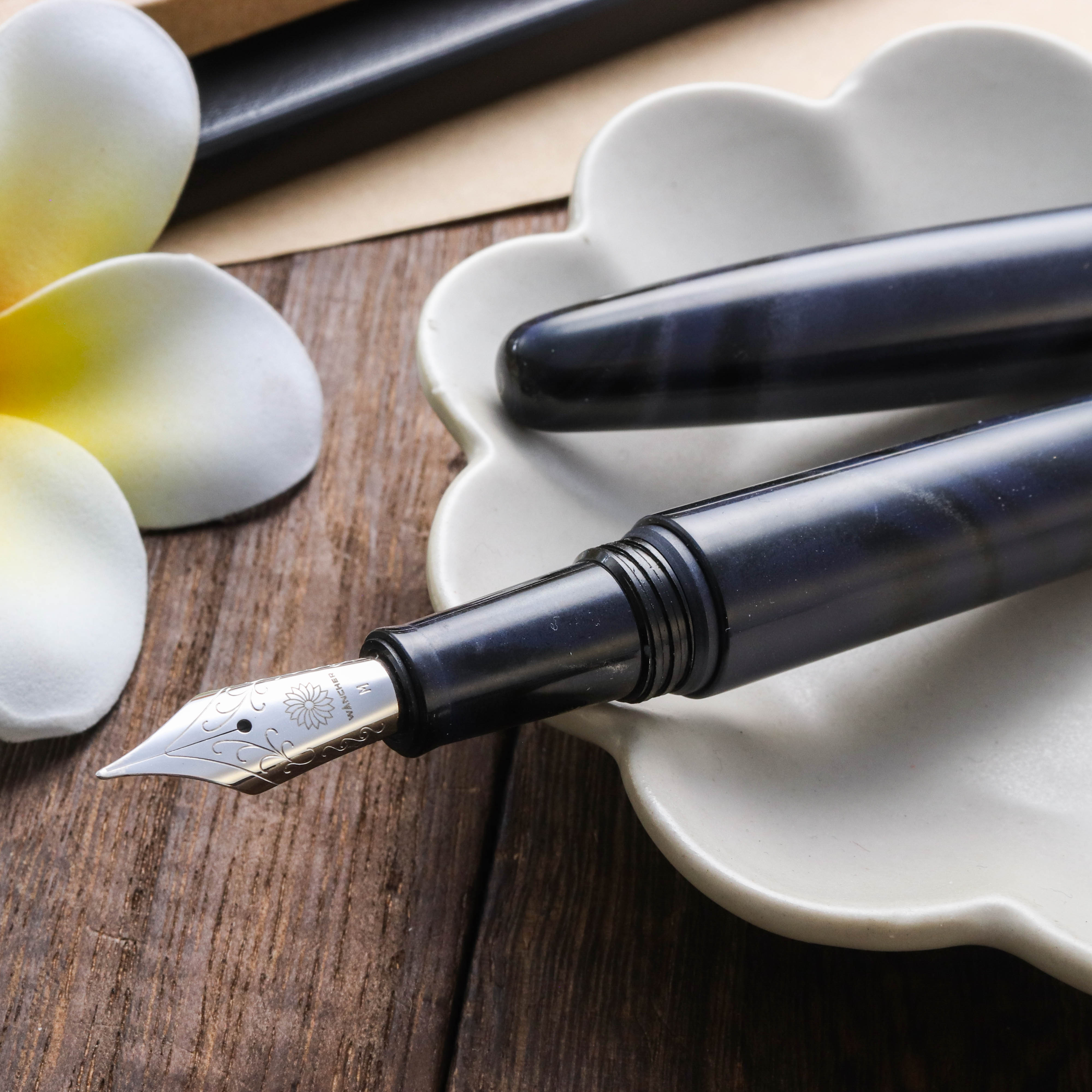 Wancher Dream Pen True Ebonite Marble Purple Gray Caneta de Tinta Permanente
