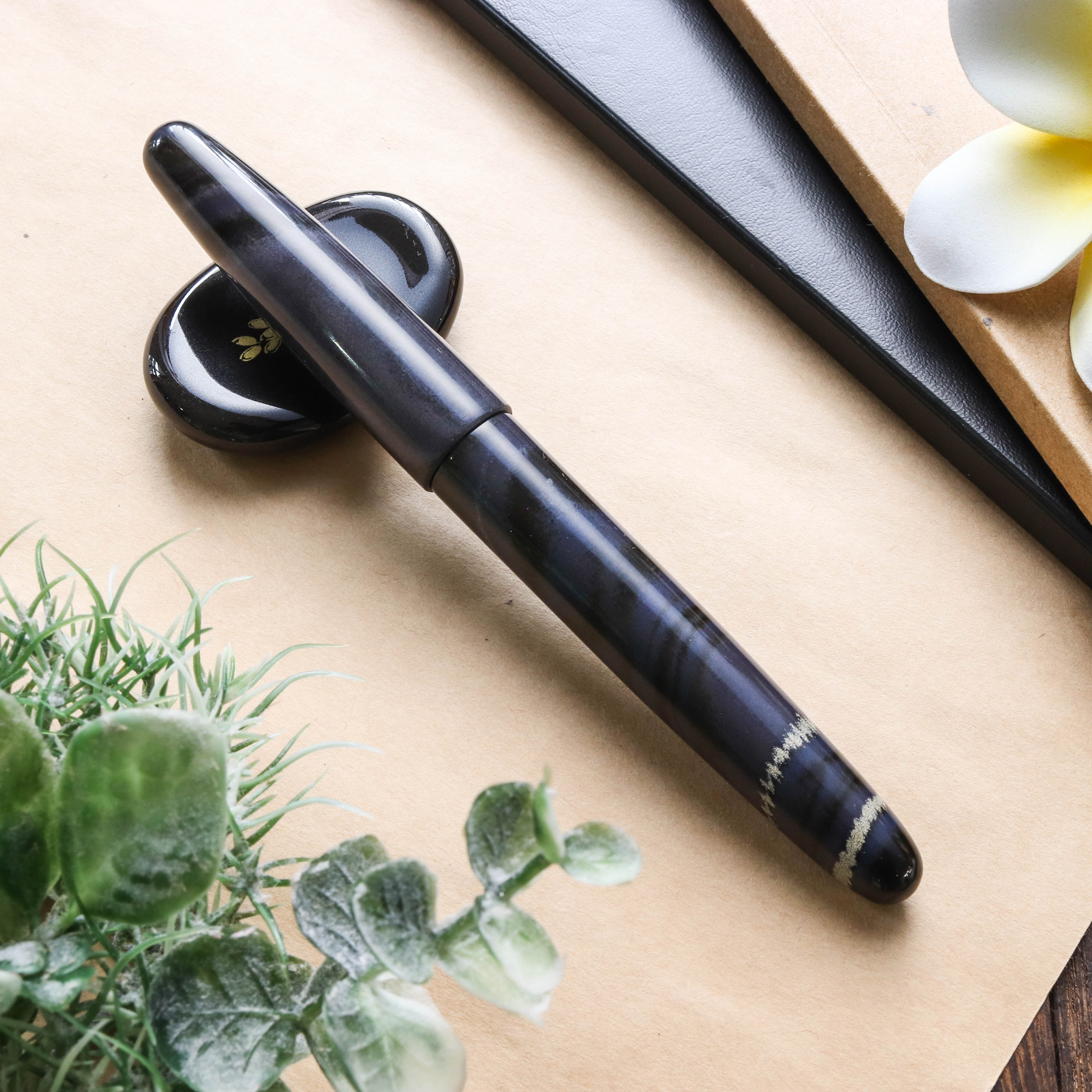Wancher Dream Pen True Ebonite Marble Purple Gray Caneta de Tinta Permanente