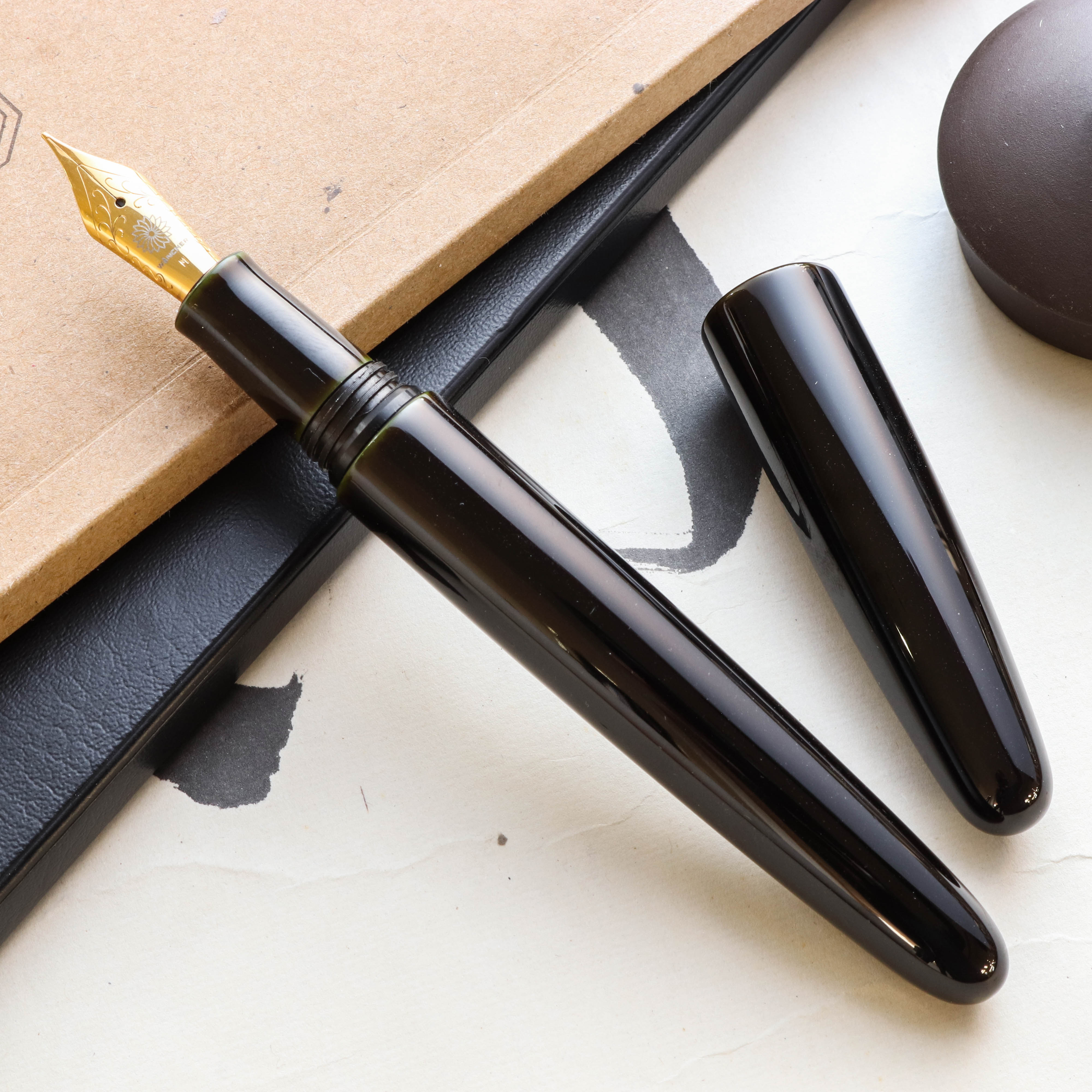 Wancher Dream Pen True Urushi Midori Tamenuri Plumo Estilográfica