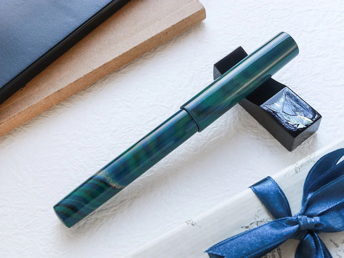 Wancher Mine Ebonite Marble Green Stylo Plume