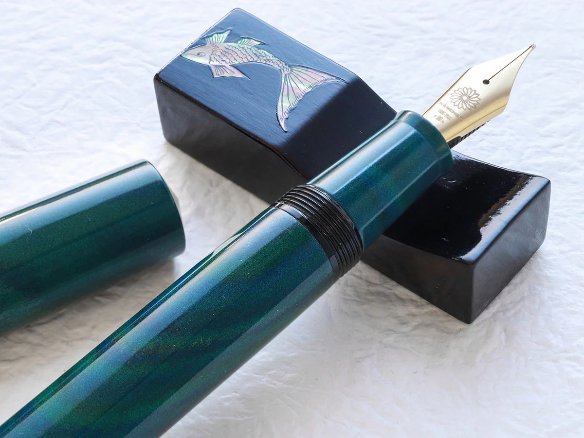 Wancher Mine Ebonite Marble Green Stylo Plume