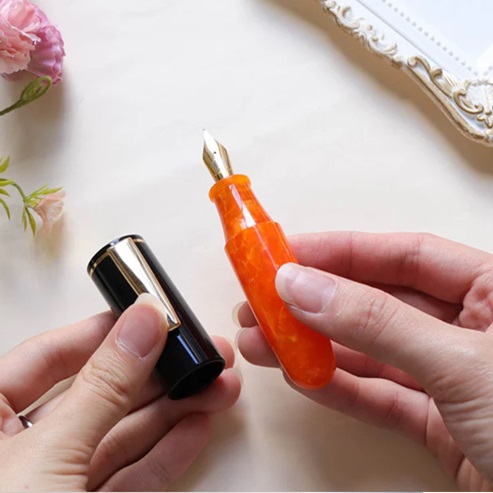 Wancher PoChaCo Black Orange Chocolate GT Eyedropper Stylo Plume