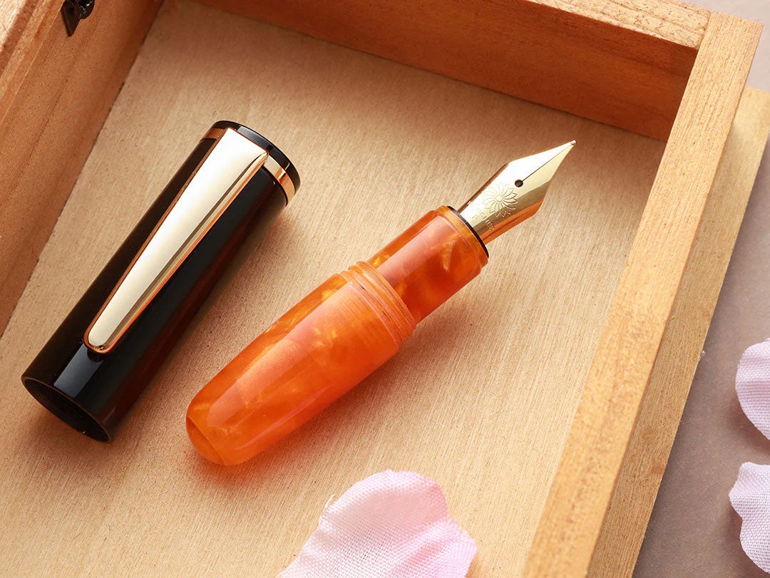 Wancher PuChiCo Black Orange Chocolate GT Fountain Pen