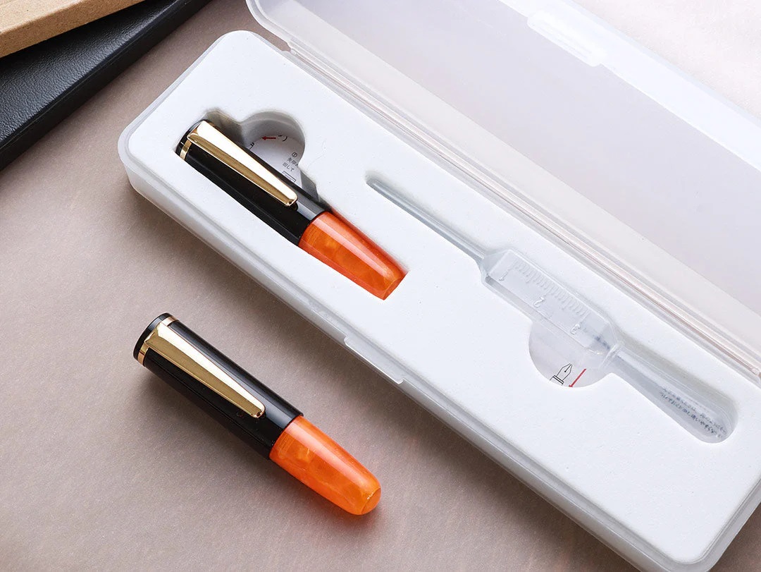 Wancher PuChiCo Black Orange Chocolate GT Fountain Pen