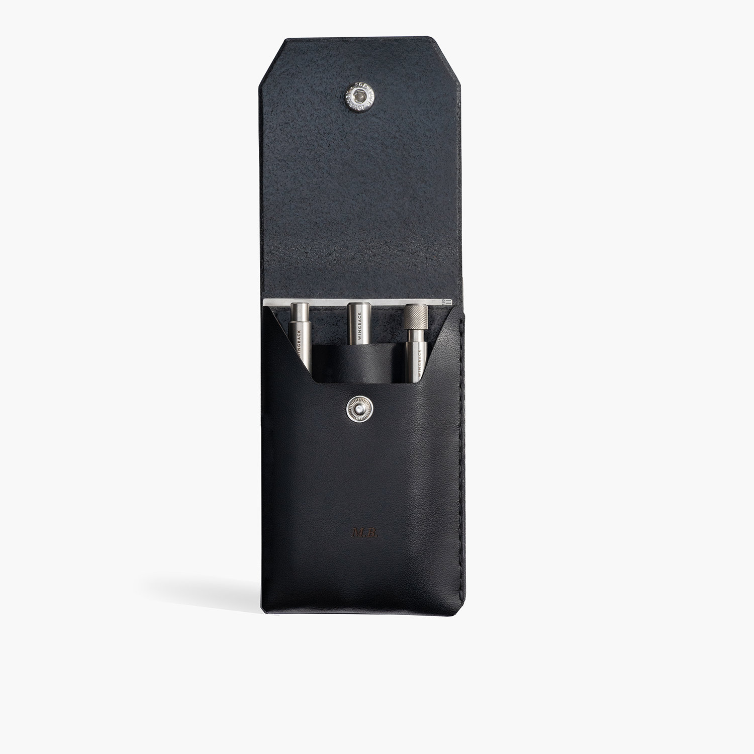 Wingback Leather Charcoal Penetui (5-delig)