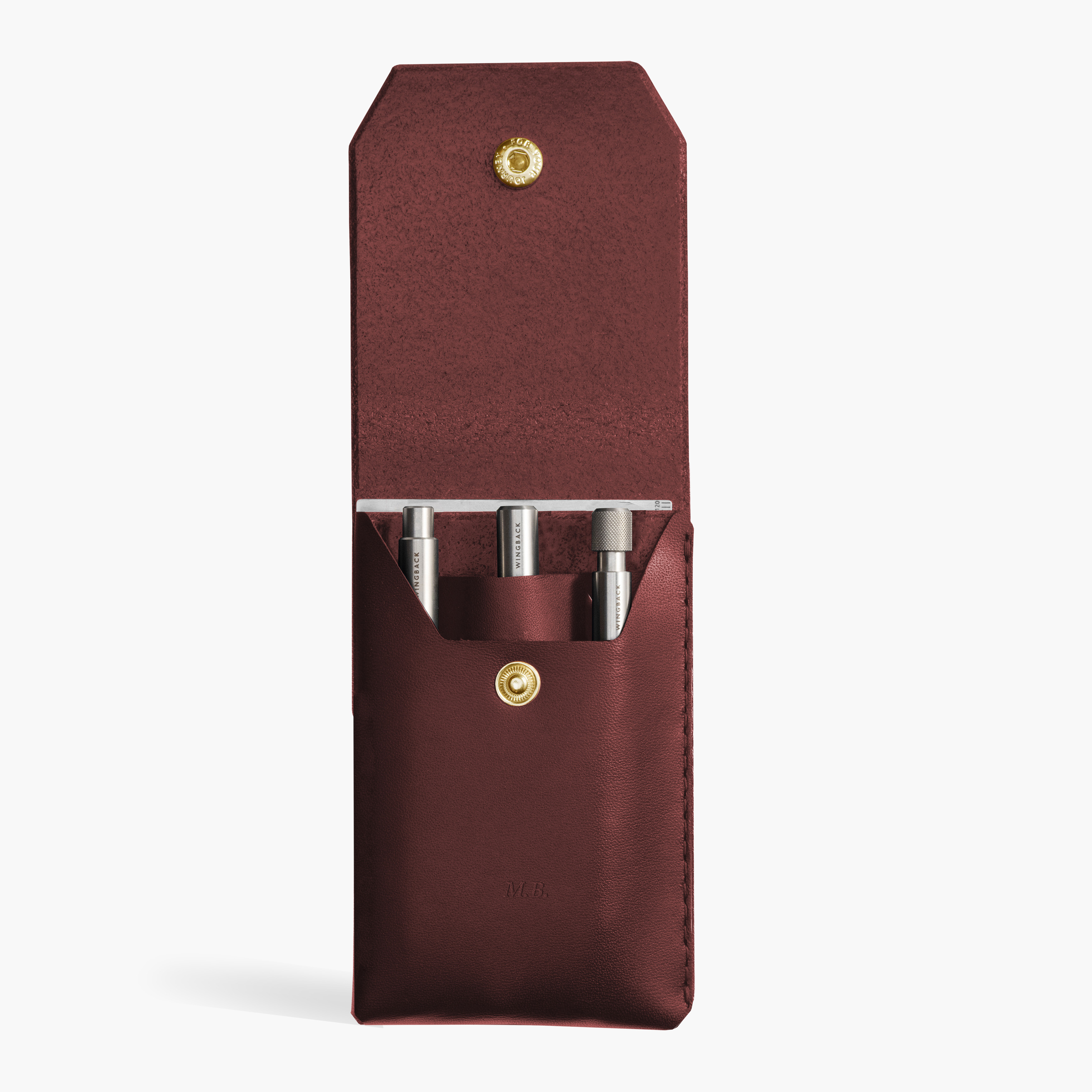 Wingback Leather Chestnut Pen Pouch (Fivefold)