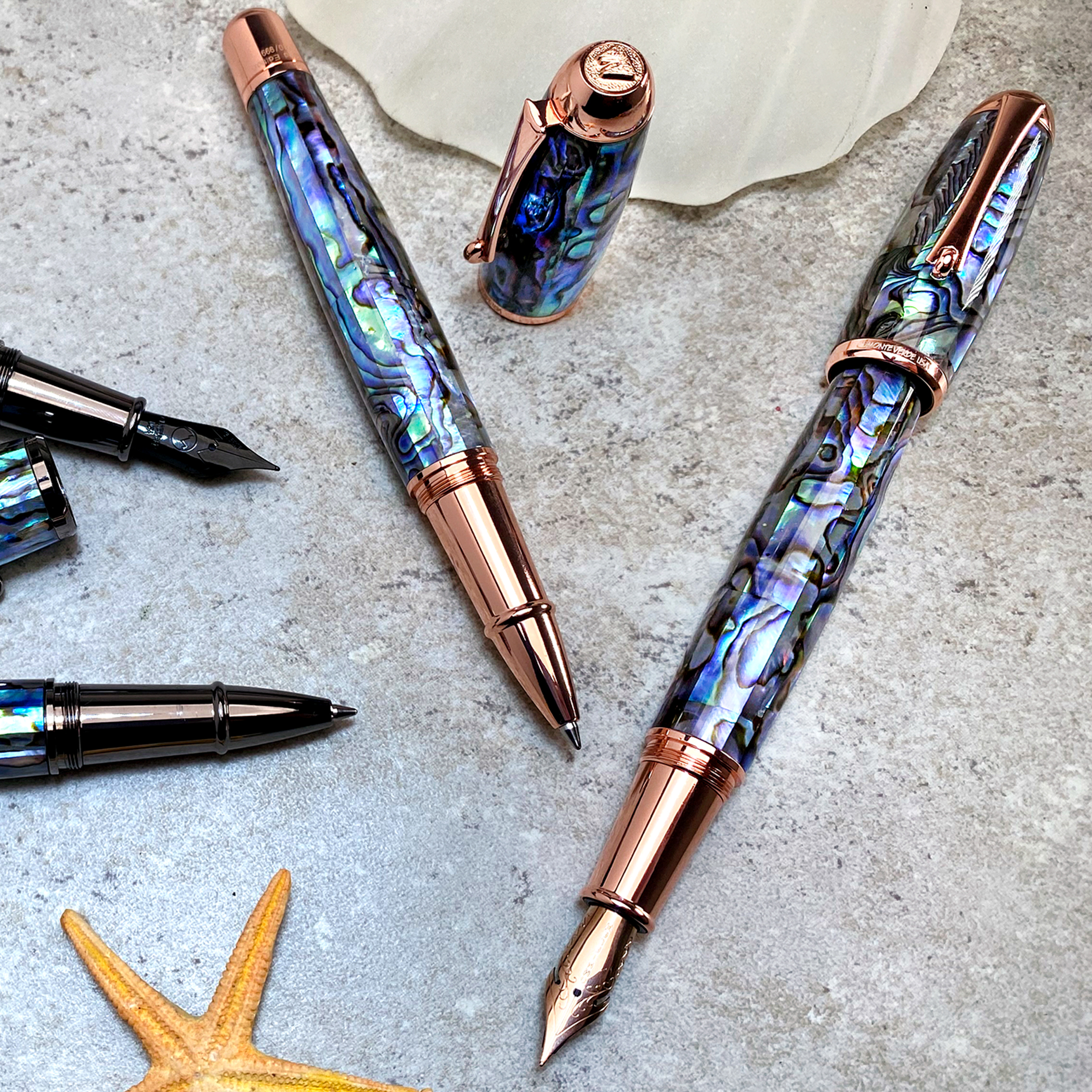 Monteverde Super Mega Abalone & Rose Gold Fountain Pen