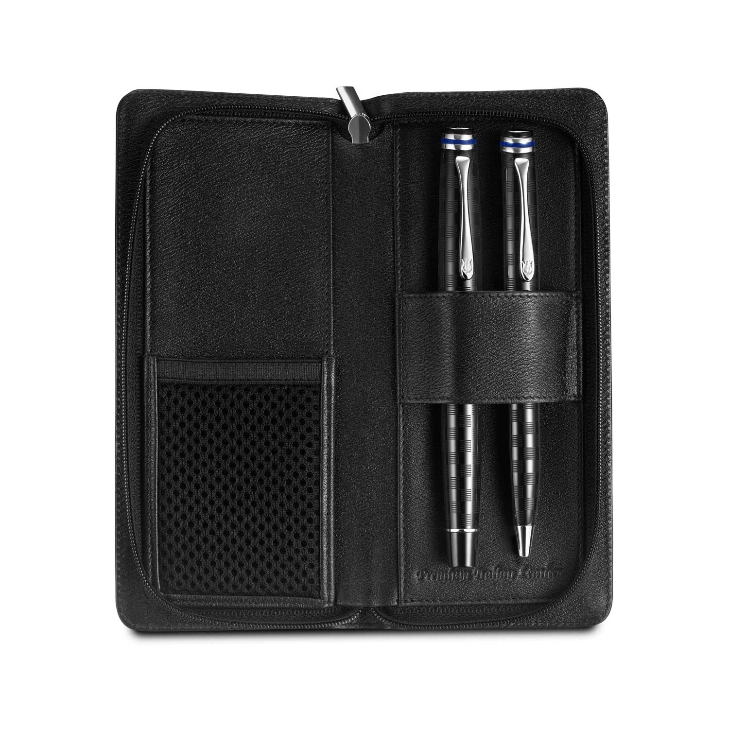 Estuche para bolígrafo Lapis Bard Belgravia negro con cremallera (doble)