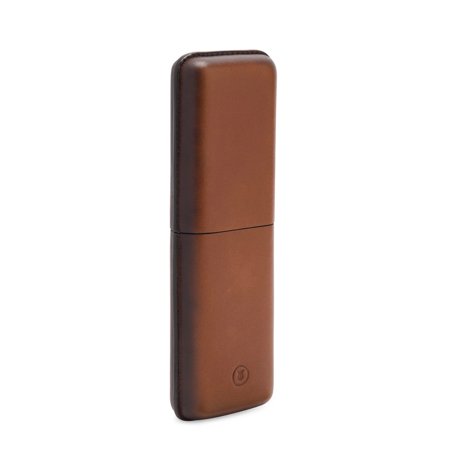 Lapis Bard Ducorium Cognac Moulded Pen Case (Double)